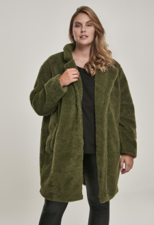 Dámský oversized Sherpa Coat olivový