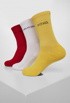 Nápis Ponožky 3-Pack žlutá/červená/bílá