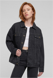 Dámská oversized džínová bunda z 90. let - černá sepraná