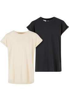 Dívčí tričko Extended Shoulder Tee - 2 Pack smetanové/černé